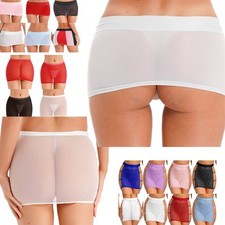 Women's Sexy Sparkly Sheer Mesh Miniskirt Bodycon Skirt See Through Clubwear 