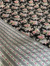 Laura Ashley Quilted Bedspread Flowers Country Decor Reversible Roses 205x205cm