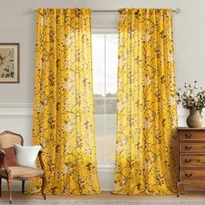 Semi Sheer Linen Floral Bird