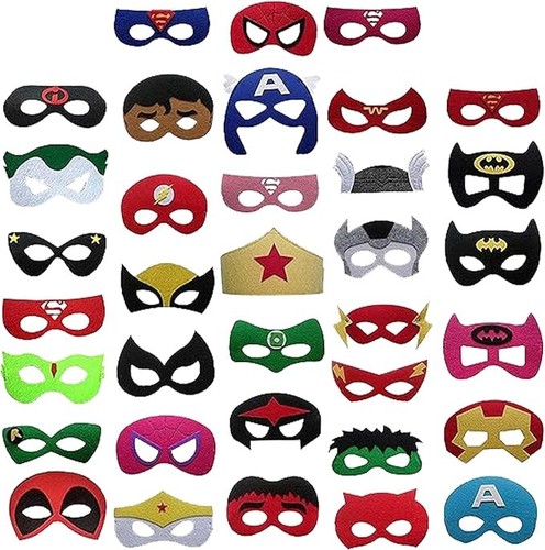 Kids 35pcs superhero masks - superhero,