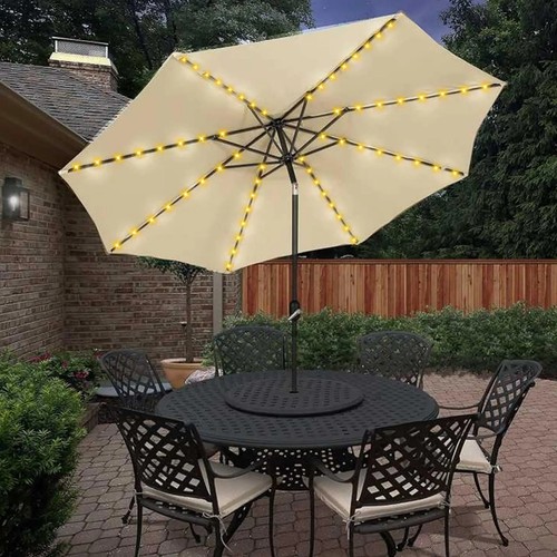 Led solar parasol - led, lights