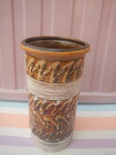 VINTAGE AUSTRIAN TEXTURED CERAMIC BROWN/CREAM VASE
