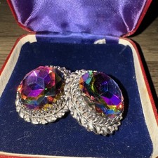 Rare Vintage  Elsa SCHIAPARELLI Signed WATERMELON clip on earrings sliver tone