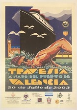 Original vintage open water swimming sport ART DECO athlete design cool poster