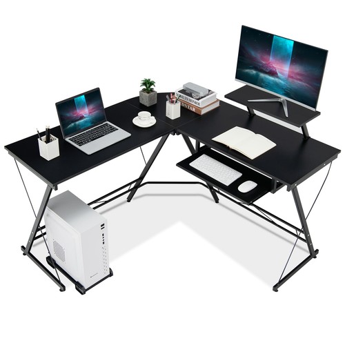 Shaped computer desk with - computer,