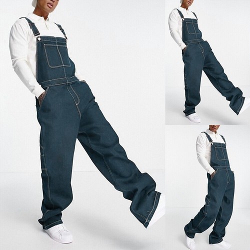 Mens denim dungaree overalls - denim,