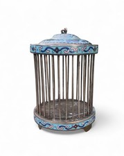 Chinese silver and enamel cricket cage, c. 1900. Qing Dynasty.