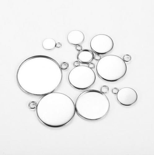 50pcs round silver cabochon - 50pcs,