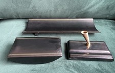 Vintage Desk Set 1950s Writing Set Faux Leather Ebony Bureau B2