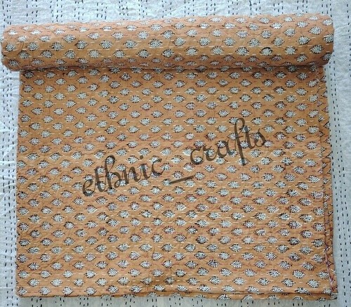 Floral handmade quilt kantha - quilt,