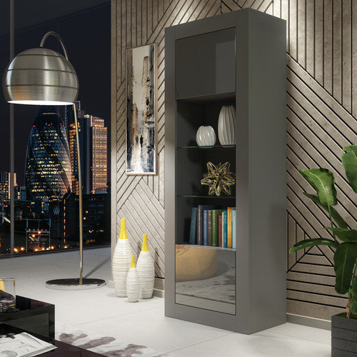 Display cabinet 170cm grey - cabinet,