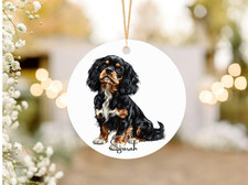 Black and tan Cavalier king charles dog Acrylic Ornament Personalised ,