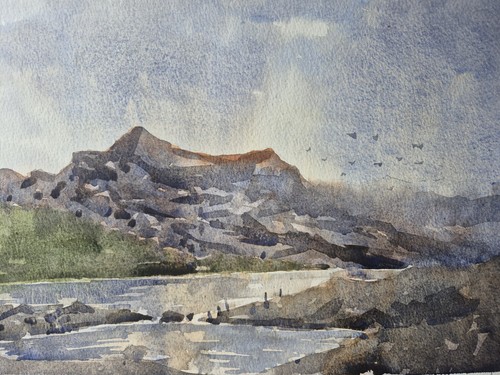 Loch landscape watercolour - loch,