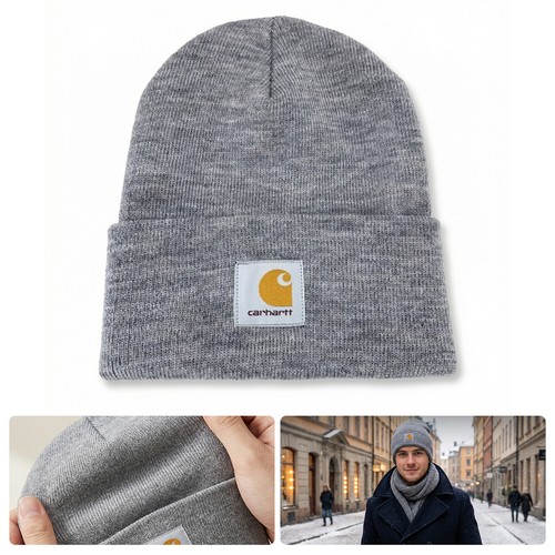 Grey knitted hat - hat, unisex