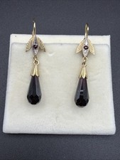 14ct gold garnet earrings - gold,