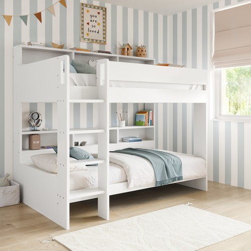 White bunk bed with storage - bunk,
