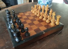A Good Antique Wood Chess Set.