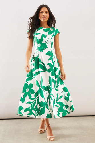 Wallis green fit flare dress - green, &