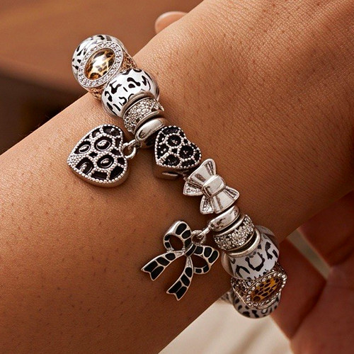 Animal print silver charm - animal, &