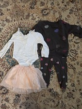 Zara Baby Girl Bundle X4 Winter Heart Two Piece Jumper Leggings Body Vest Tutu