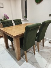 Solid Oak Extending Dining Table 4 Green Chairs Free Delivery ??