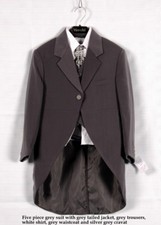 BOYS VIVAKI FIVE PIECE GREY TAIL SUIT