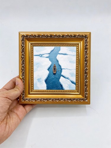 Boat icy blue stream for - blue,