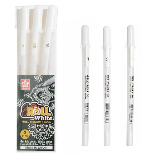 White gel pen fine - pen, bold