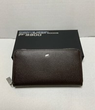Porsche Design Zipped Coin Purse Wallet Card Holder Organiser Brown Leather Z15