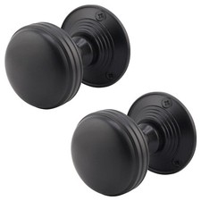 Lined Door Knobs Matt Black