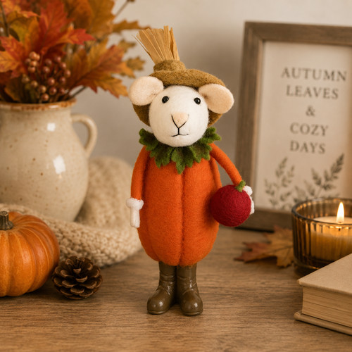 Felt mouse scarecrow autumnal - felt,