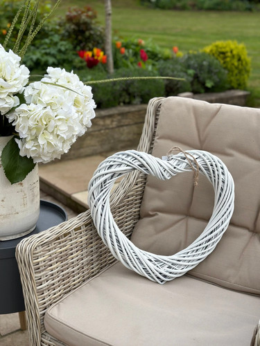 Medium white wicker hanging - wicker,
