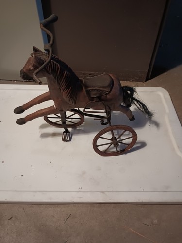 Antique wooden horse - wooden, tricycle