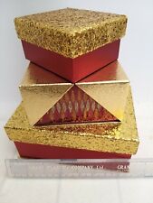 Glitter Print Gift Boxes With Lids Stackable Patterned Decorative Storage x  3 
