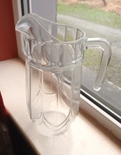 ARC Molded  Large 1 1/2 Litre Clear Glass Water Jug sided FRANCE