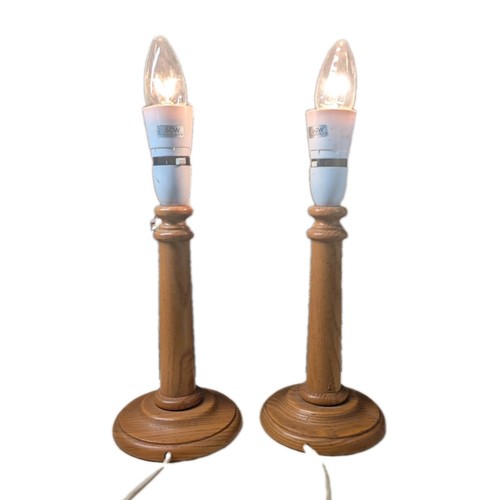 Turned wood table lamps pair - turned,