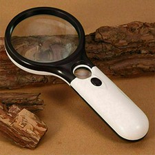 Handheld 45X Magnifier Reading Magnifying Glass Jewelry Loupe With 3 LED Light
