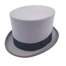 Grey Wool Felt Top Hat -