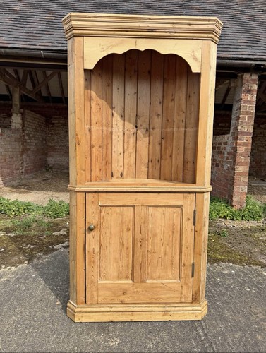 Antique pine corner cupboard - pine,