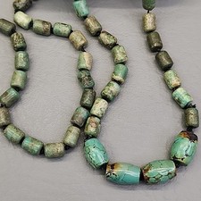 Vintage Natural Chinese Turquoise Beaded Necklace Knotted 38" Endless Hubei