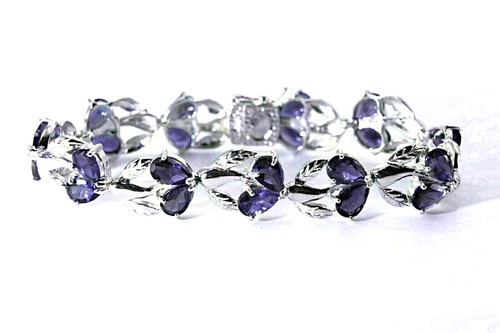 Silver bracelet iolite genuine - bracelet,