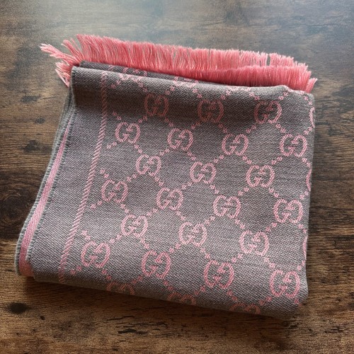 Gucci pink grey wool scarf - gucci,