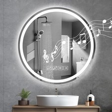 Round Bathroom Mirror with Bluetooth 3 LED Lights Illuminated Demister 600*600mm