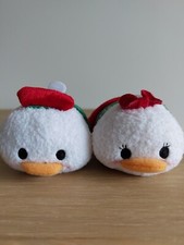 Disney Store Donald & Daisy Duck Tsum Tsum Christmas Holiday Soft Toy Plush