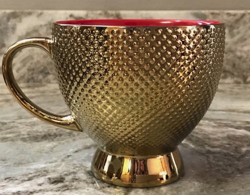 Large coffee mug gold - coffee, red