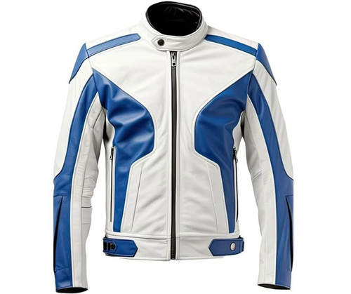 Men white and blue jacket - white,