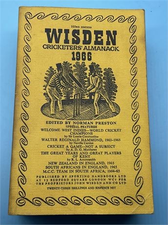 1966 linen cloth wisden - 1966,