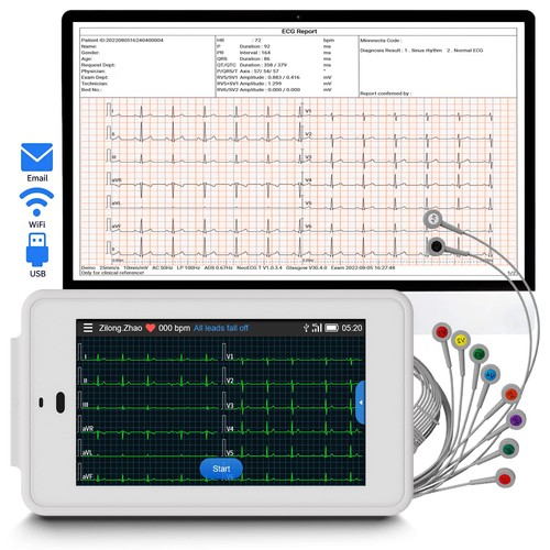 Lead portable ecg machine - 6/12-lead,