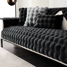 Fluffy Fur Sofa Covers Seat Couch Settee Non-slip Protector Warm Thick Slipcover