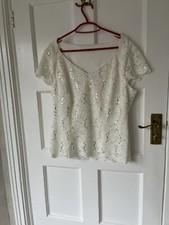 Beautiful Jacques vert Ivory Top With Sequins - Size 16. Excellent Condition.